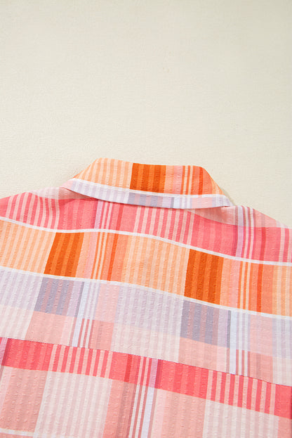 Pink Oversized Check Tunic Shirt