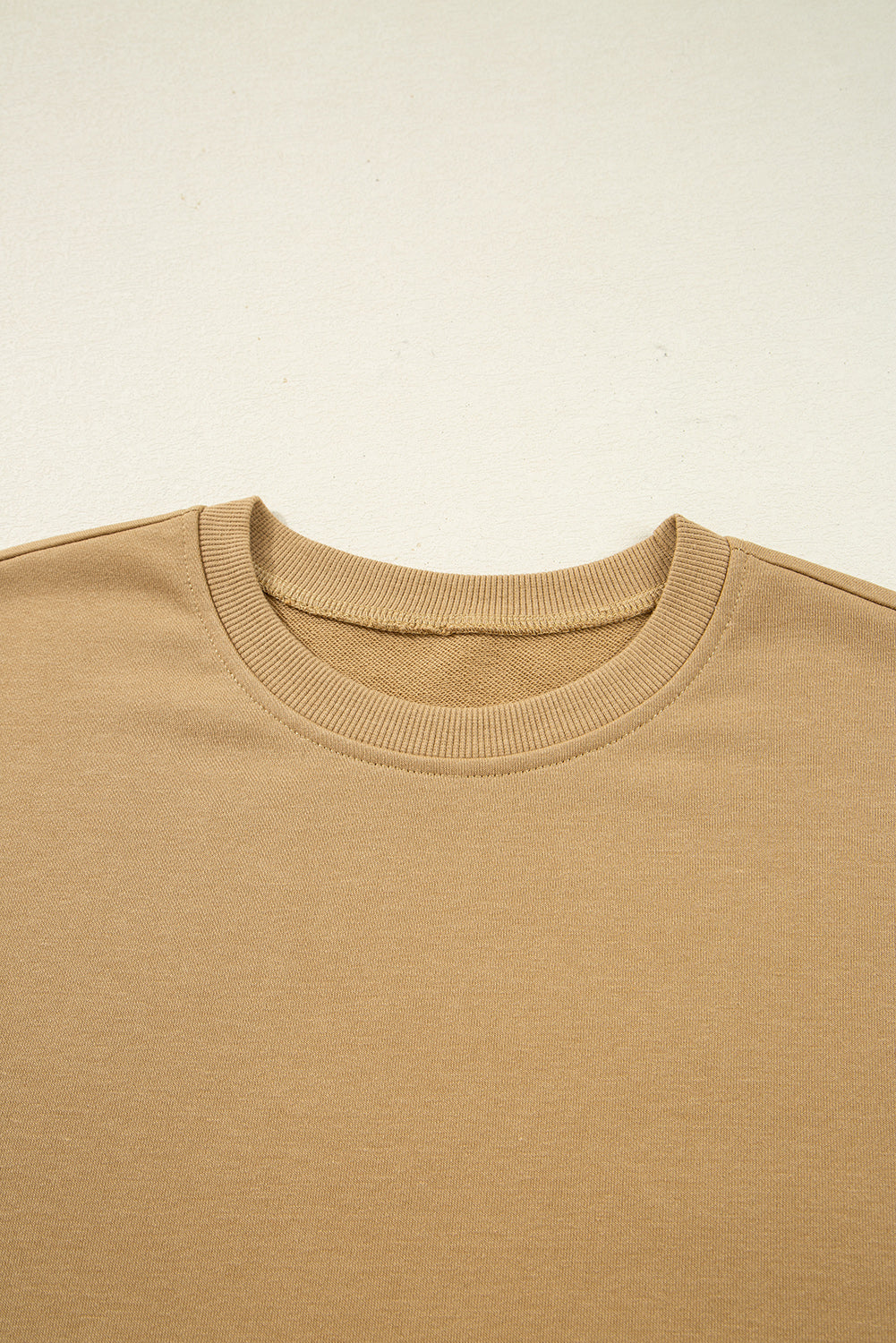 Camel Floral Striped Patchwork Ruffled Sleeve Crew Neck Sweatshirt