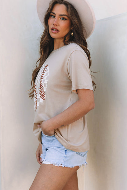 Checkered Baseball Graphic Tee nude