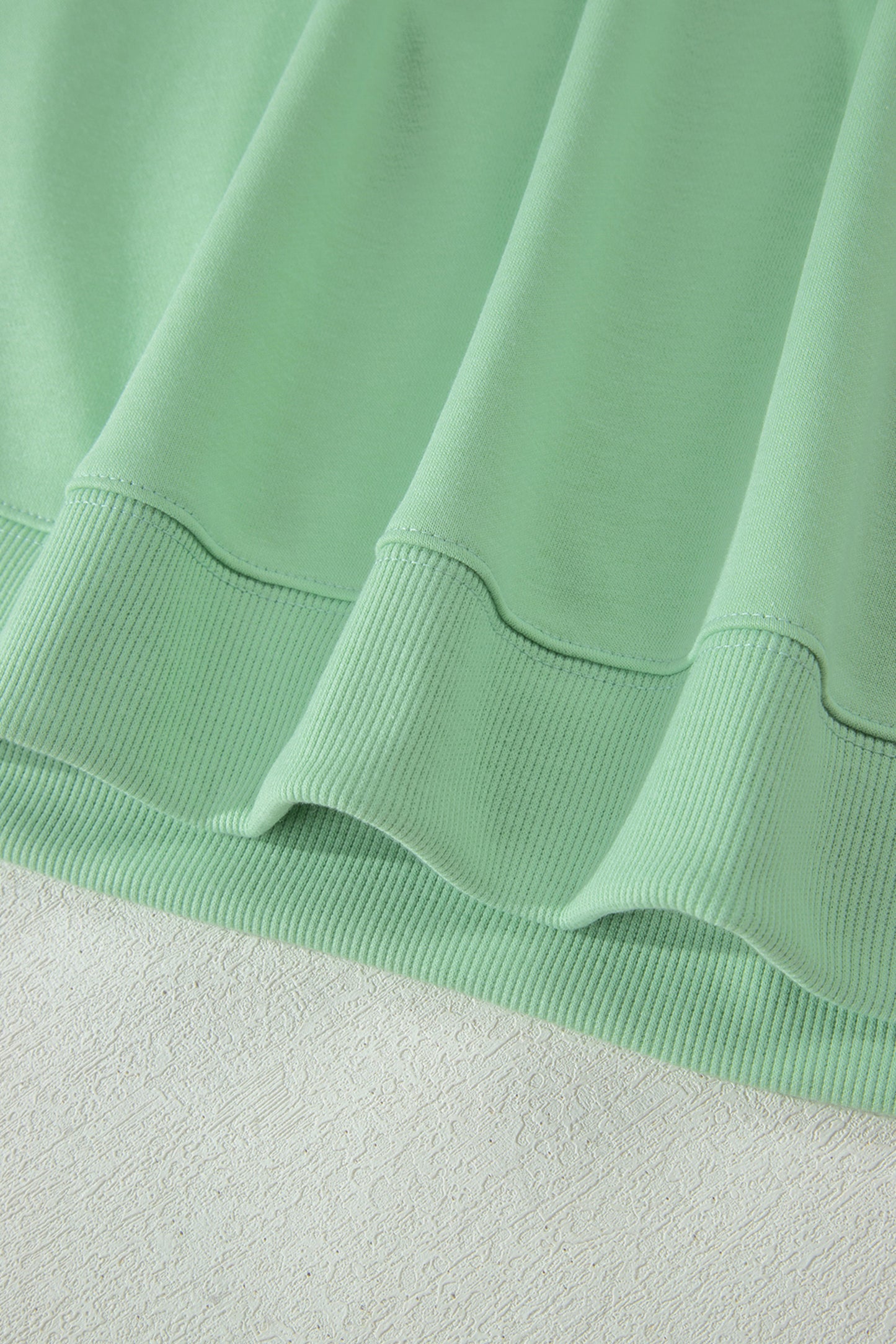 Clearly Aqua Solid Color Ribbed Trim Short Sleeve Top Drawstring Loose Pants 2pcs Outfit