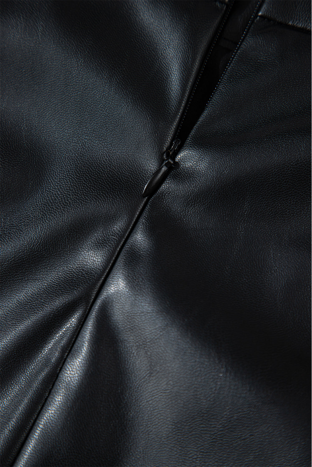 Black Leather Side Slits Slim Fit High Waist Mini Skirt