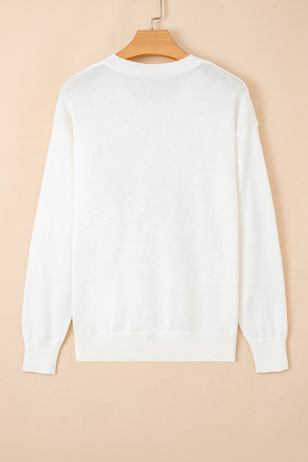 White Sequined GAME DAY Graphic Round Neck Sweater