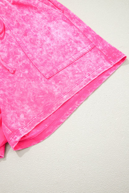Rose Red Mineral Wash Cotton Short Set