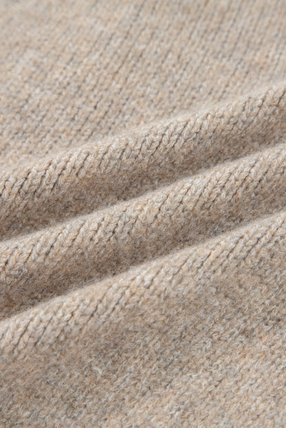 Pale Khaki Tied Front Drop Shoulder Chunky Casual Cardigan