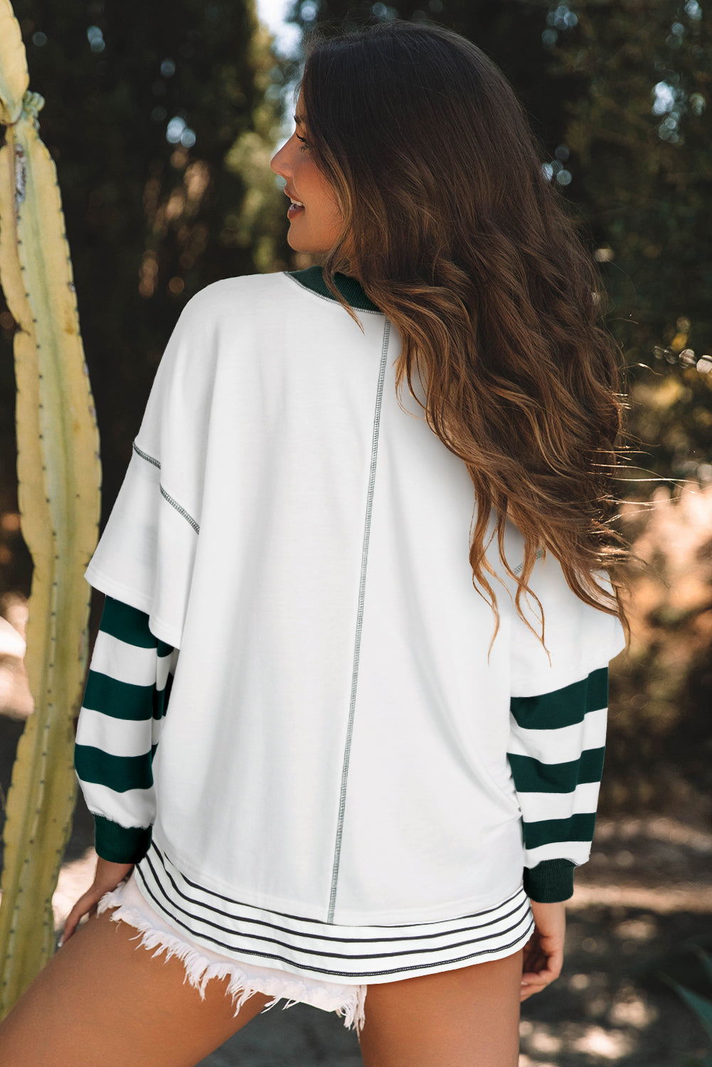 Bows n Stripes Patch Sequin Sweatshirt