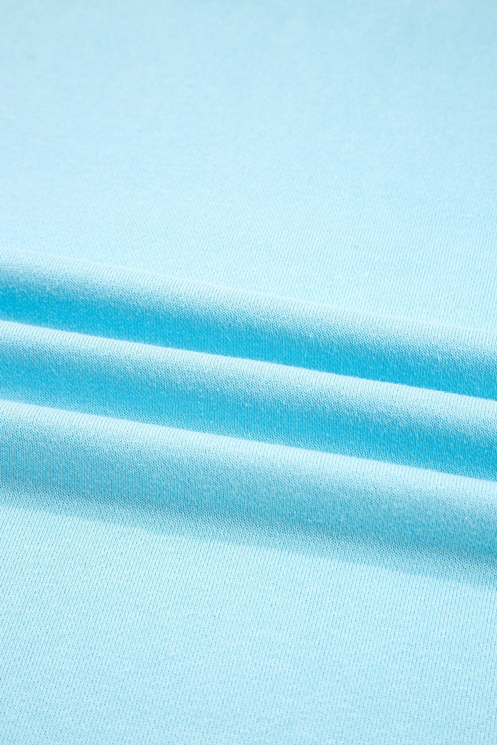 Aruba Blue Plus Size Solid Color Splicing Raw Hem Pullover Top Shorts Set