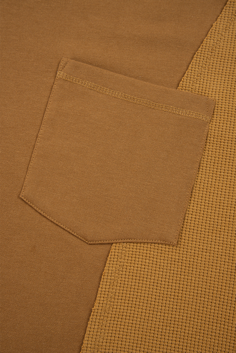 Multicolor Oversized Mixed Textured Split Neck High Low Patchwork Sweatshirt