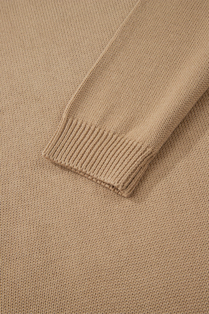 Pale Khaki Exposed Seam Drop Shoulder Oversize Sweater Mini Dress