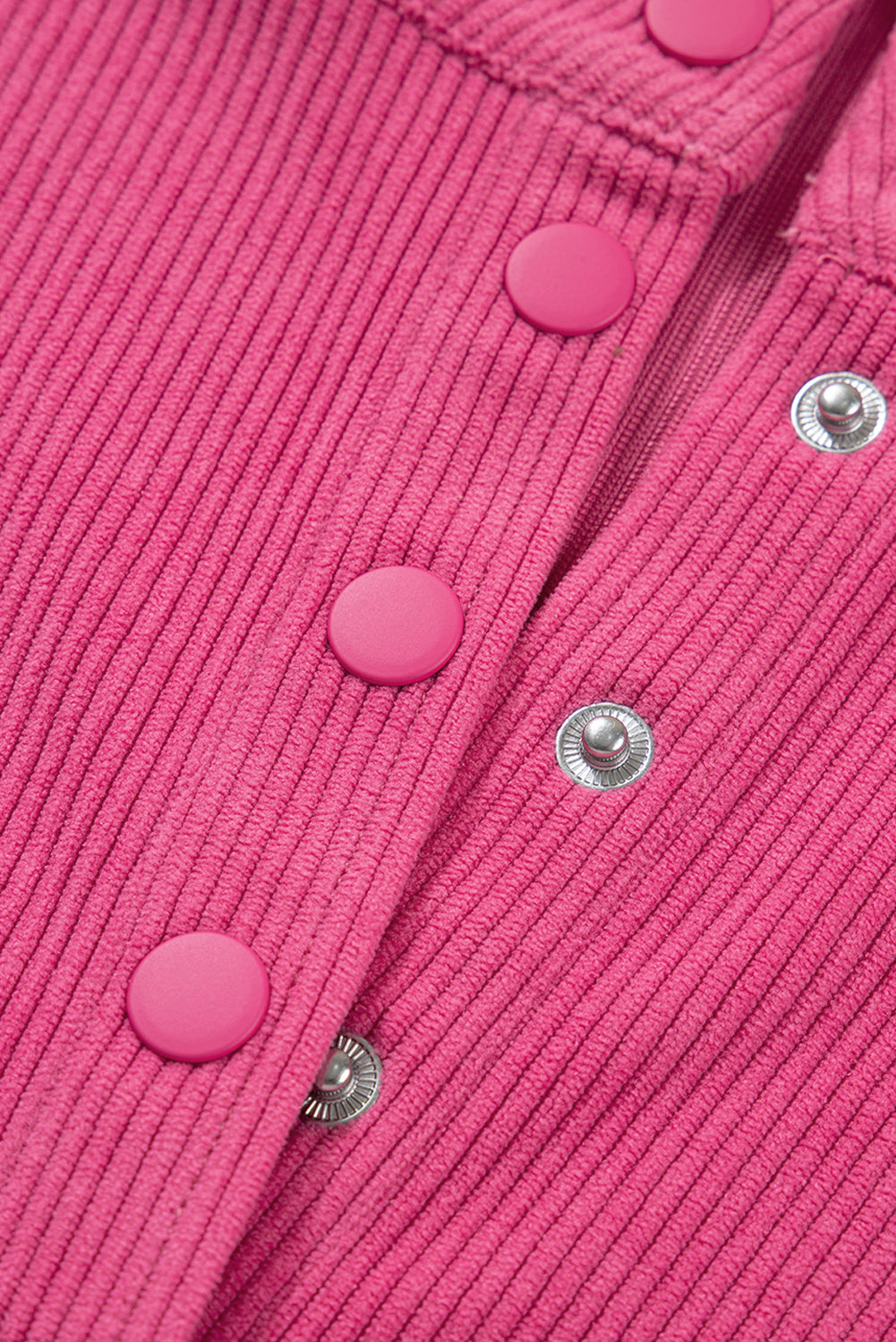 Peach Blossom Half Button Pullover Drawstring Pants Solid Color Corduroy 2pcs Outfit