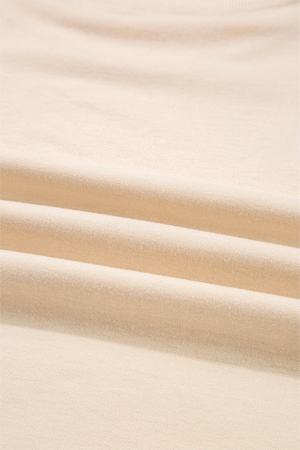 Beige Raw Edge Flower Patch Drop Shoulder Casual Top