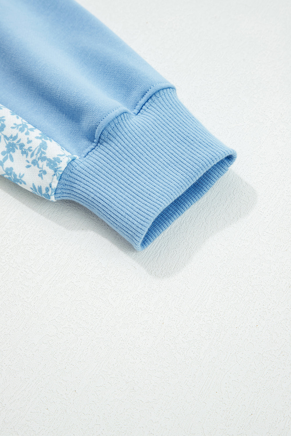 Beau Blue Floral Patchwork Drop Shoulder Pullover and Sweatpants Lounge Set