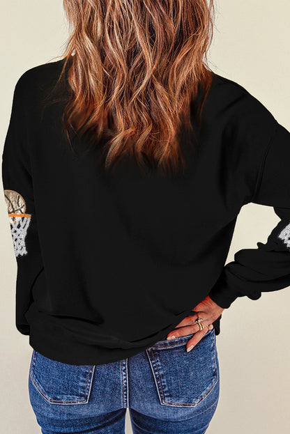 Black Basketball Patch Graphic Sweatshirt