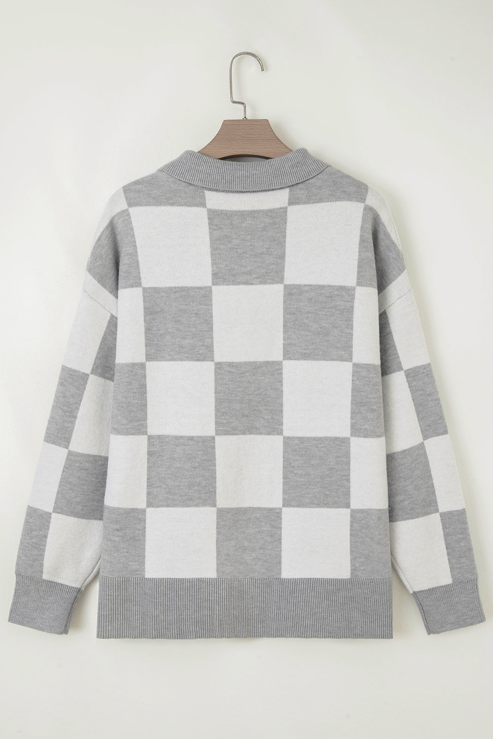 Cozy Basics Gray Checkered Sweater