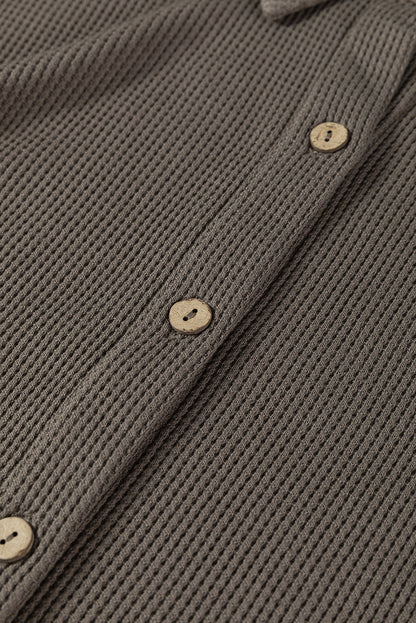 Simply Taupe Waffle Knit Shirt Tunic Dress