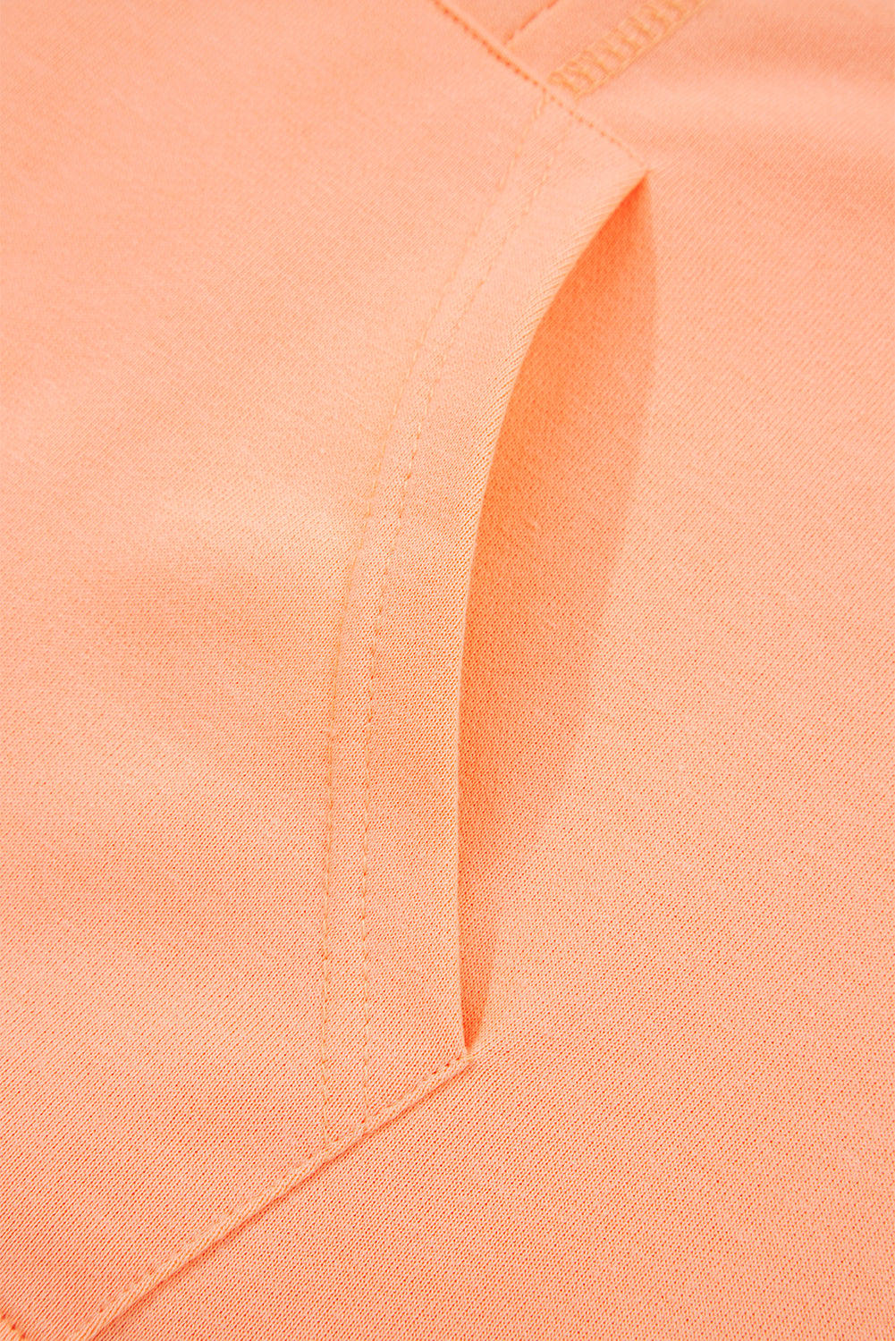 Grapefruit Orange Plaid Floral Patchwork Kangaroo Pocket Hooded Long Sleeve Top