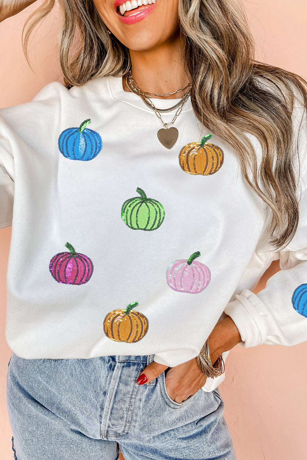 Pretty Pumpkins Sequin Patch Sweatshirt