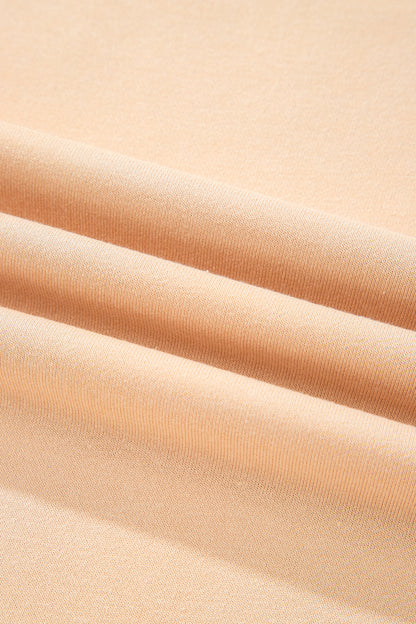 Beige Color Block Patchwork Split Hem Casual Sweatshirt