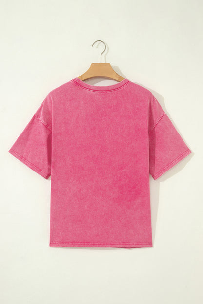 Rose Red Mineral Washed Oversized Tee