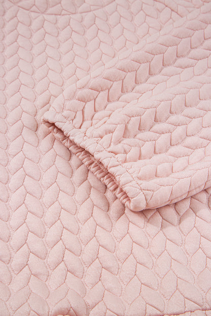 Delicacy Braided Texture Ruffle Hem Top Drawstring Loose Pants Set