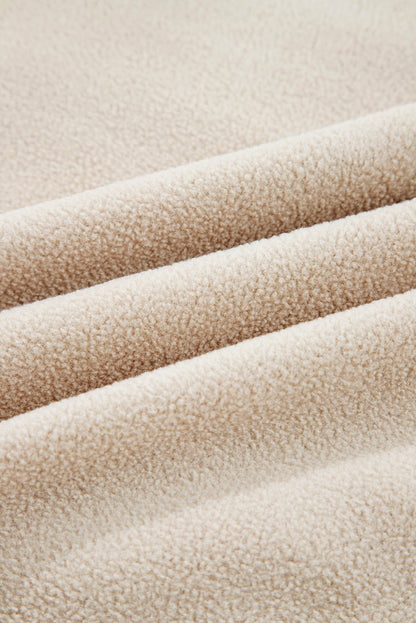 Parchment Fleece Colorblock Patchwork Zipped Neck Pullover Sweatshirt