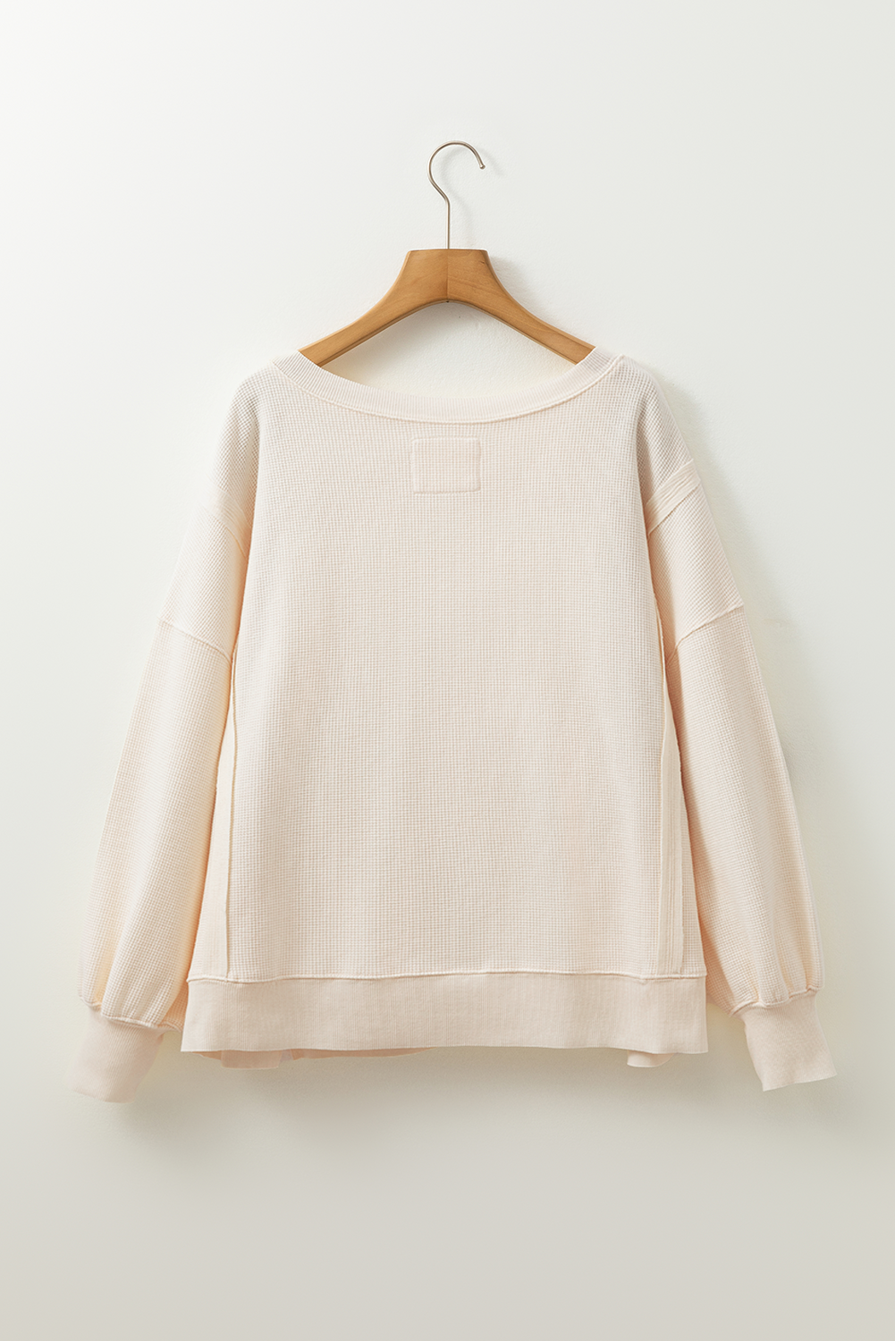 White Turkey Waffle Oversized Knit Top