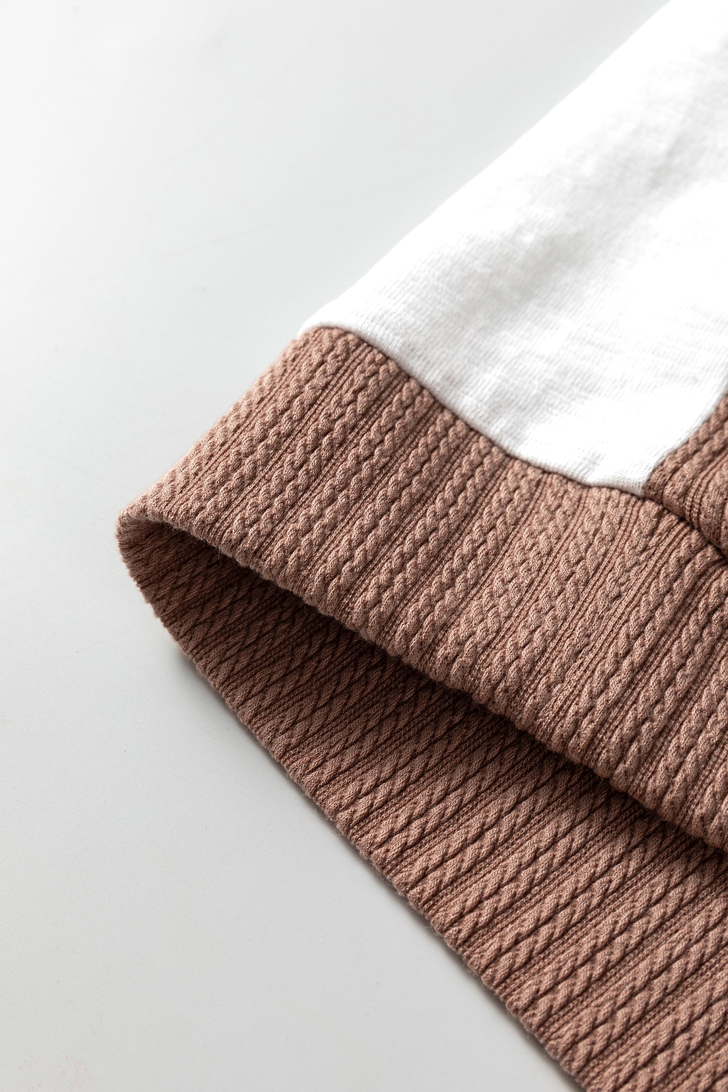 Dark Khaki Colorblock Checkered Raw Seamed Round Neck Knitted Jumper