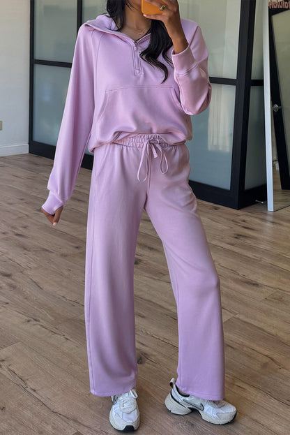 Orchid Bouquet Half Zip Thumbhole Sleeve Hoodie Active Pants 2pcs Outfit