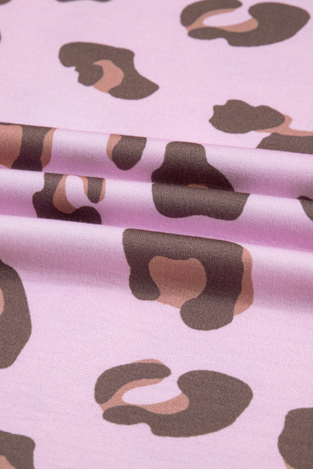 Pink Drawstring Leopard Print Patch Pocket Loose Pants