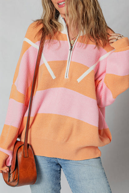 Sherbet Sunset Half Zip Sweater