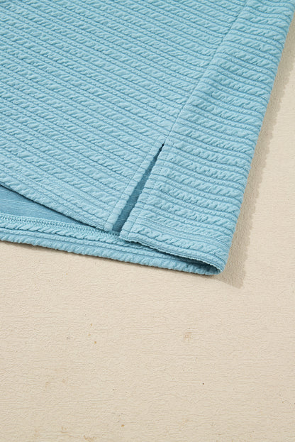 Light Blue Textured Drop Shoulder Plus Size Knit Top