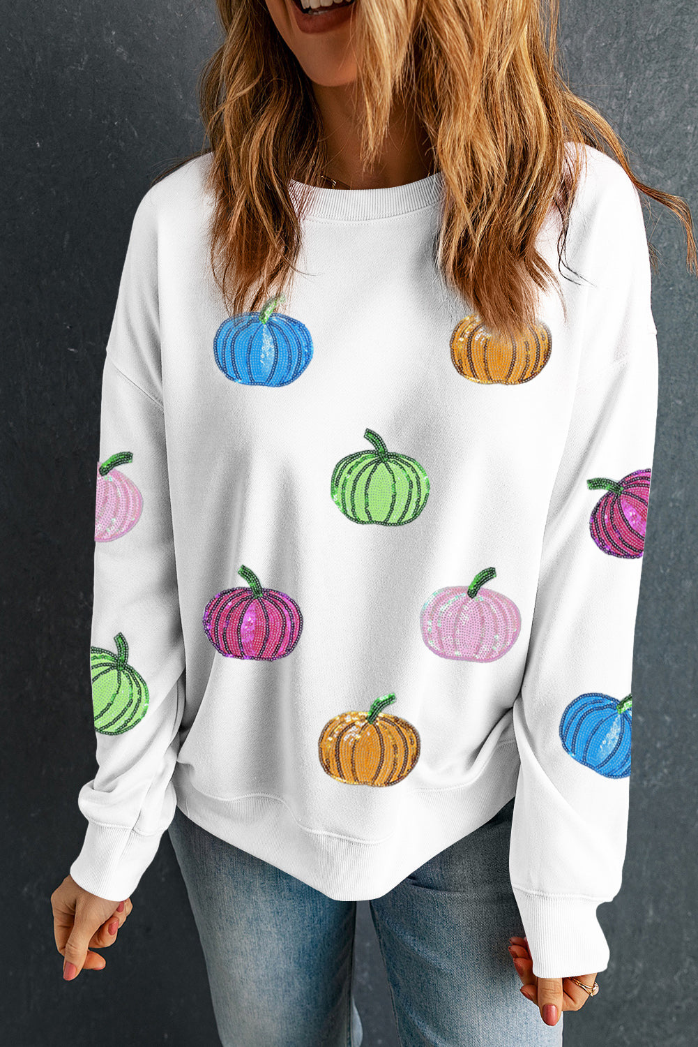 Pretty Pumpkins Sequin Patch Sweatshirt