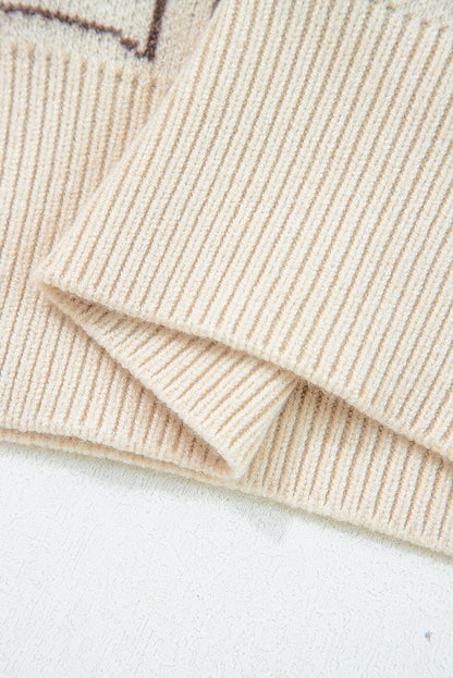 Brown Bows & Horseshoes Pattern Western Fashion Print Sweater