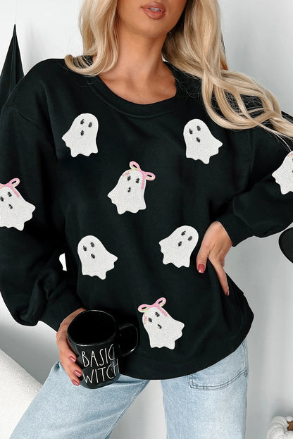 Boo-ti-ful Bows Ghost Sequin Sweatshirt
