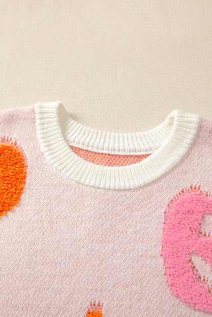 Beige Halloween Cute Pumpkin Pattern Sweater