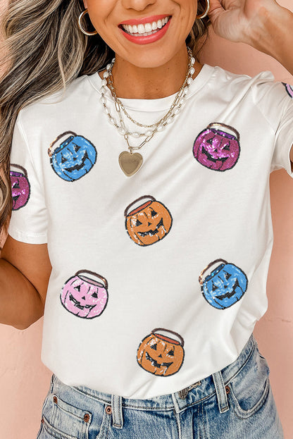 Pretty Pumpkins sequin short sleeve top