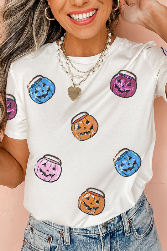 Pretty Pumpkins sequin short sleeve top