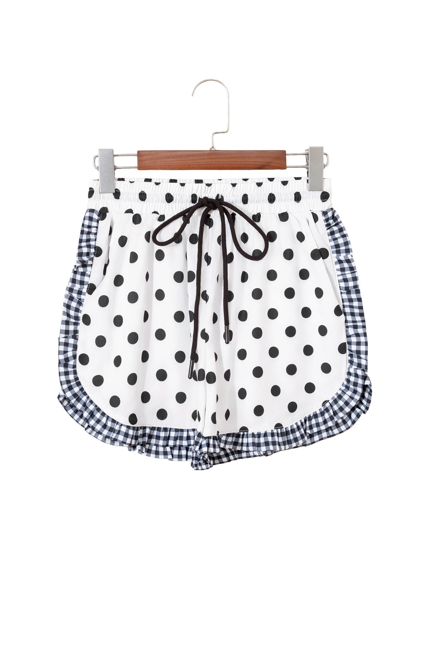 Pink Stripe Contrast Ruffle Trim Shorts