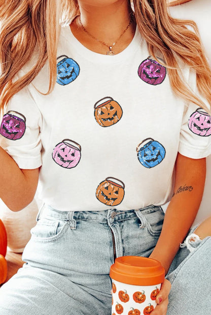 Pretty Pumpkins sequin short sleeve top