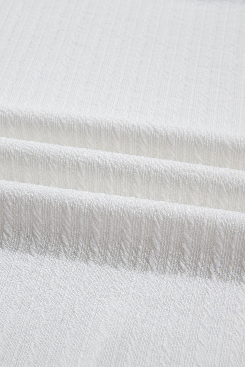 White Cable Texture Ribbed Color Block Plus Size Knit Top