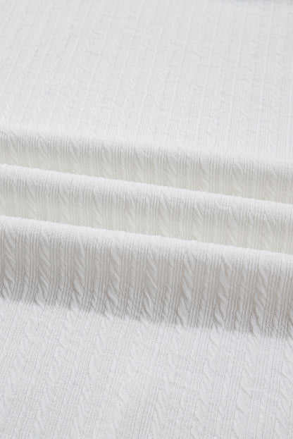 White Cable Texture Ribbed Color Block Plus Size Knit Top