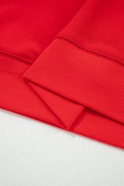 Fiery Red How Bout Them Dawgs Embroidered Script Balloon Sleeve Sweatshirt