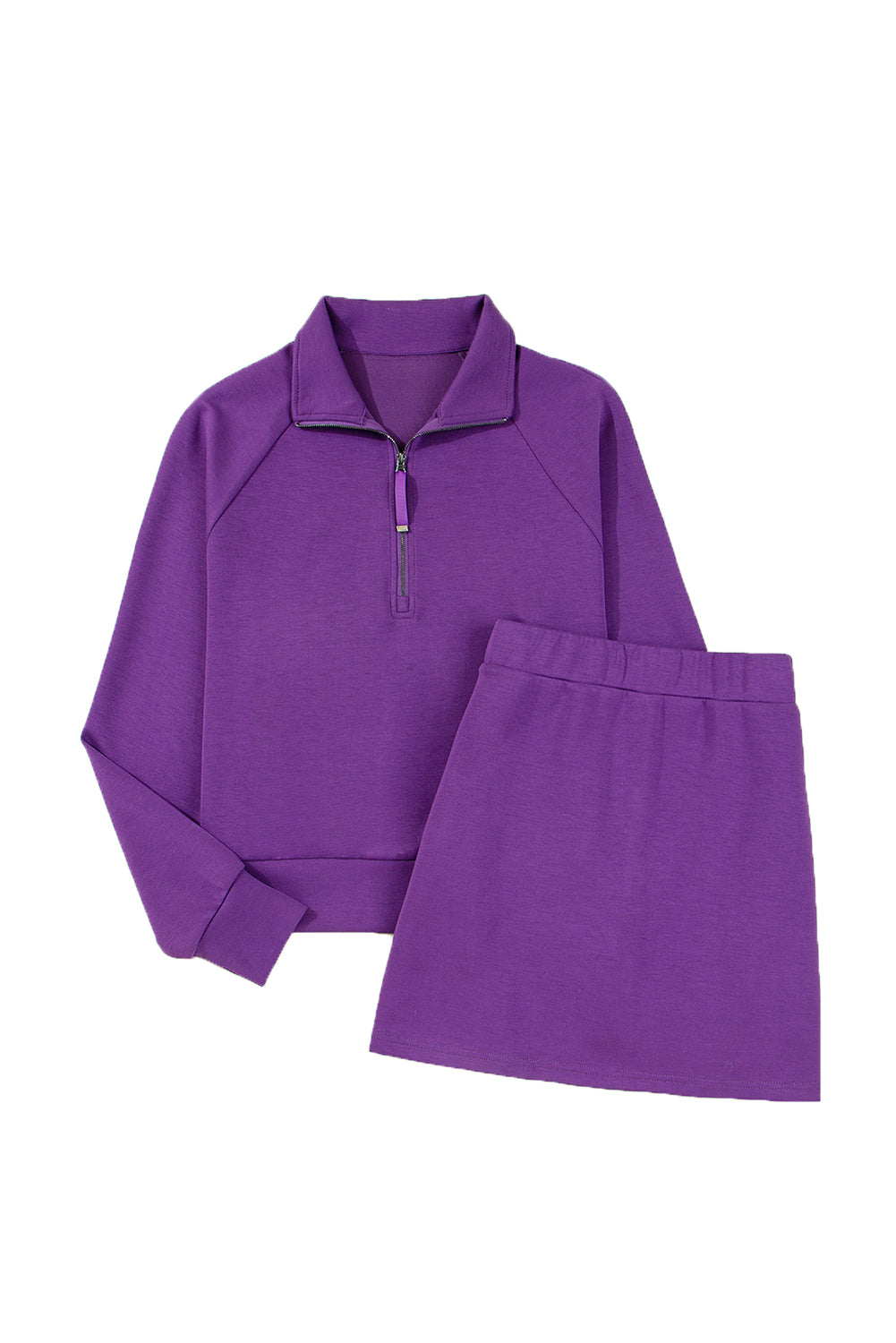 Wisteria Half Zip Sporty Pullover Mini Skirt 2pcs Outfit