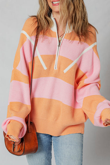Sherbet Sunset Half Zip Sweater