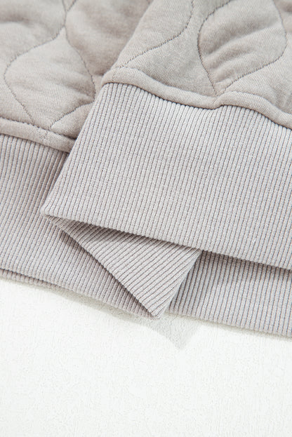 Gray Quilted Quarter Zip Plus Size Hoodie