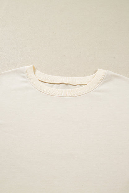 Beige Plus Size Multicolor Plaid Patchwork Sleeve Pullover Top