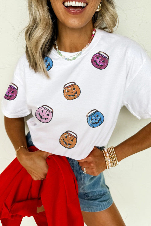 Poppin Pumpkins Sequin T Shirt