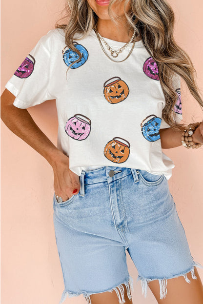 Poppin Pumpkins Sequin T Shirt