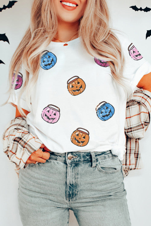 Poppin Pumpkins Sequin T Shirt