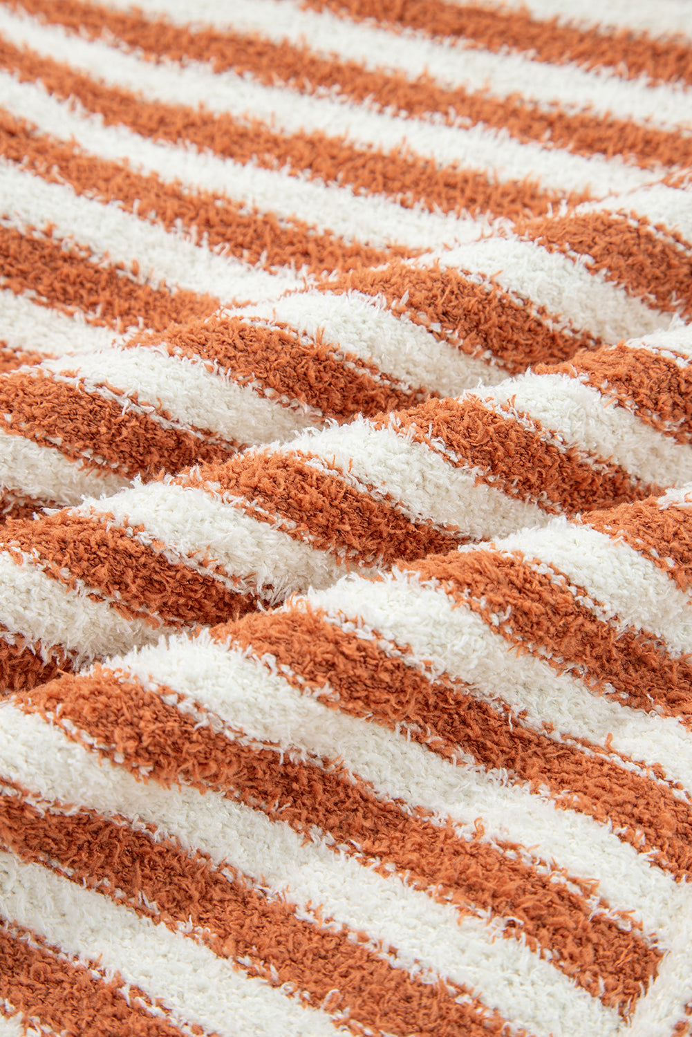 Orange Stripe Cowl Neck Drop Shoulder Sweater