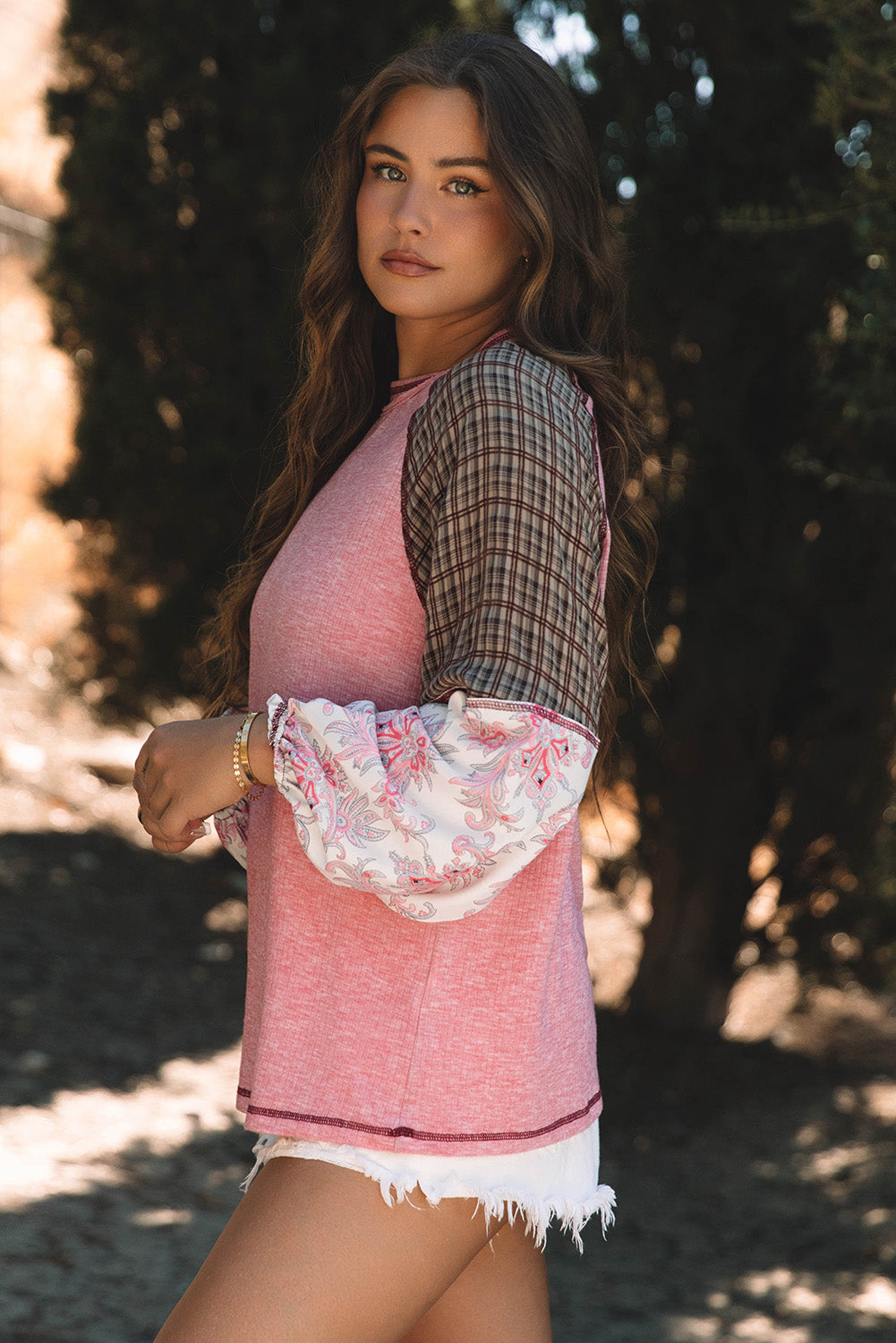 Pretty in pink floral patchwork sweater